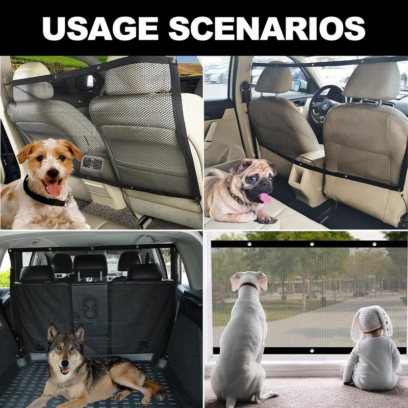 vvag Car Dog Barrier Net Universal Dog Barrier for Car with Adjustable Ropes and Hooks One-Piece Design Mesh for Most Cars, SUVs, Pickups, Trucks and Vans(45x24 Inches) - Image 5